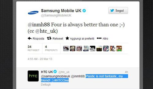 三星和HTC在推特上互相吐槽对方