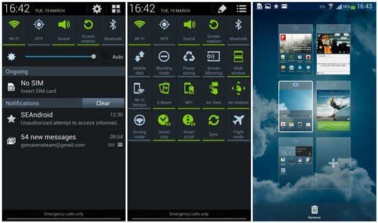三星Galaxy S4状态栏和主屏预览