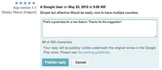 开发人员可在Google Play回复用户评论