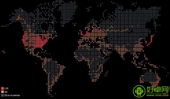 全球LTE网络分布图 韩国普及率位居榜首