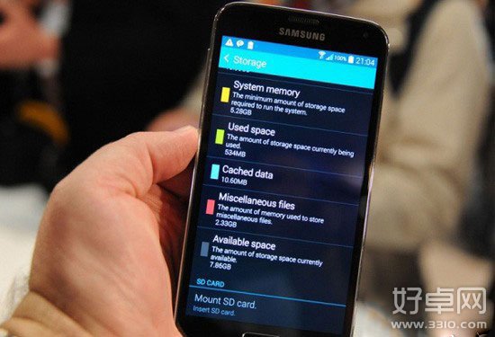 三星Galaxy S5系统过于庞大 实际可用容量不到8G