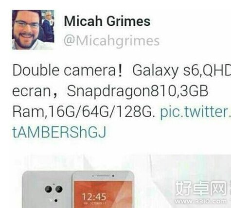 三星Galaxy S6新配置消息 或配备双摄像头