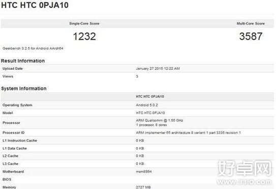 HTC M9最新配置曝光 跑分不及三星S6